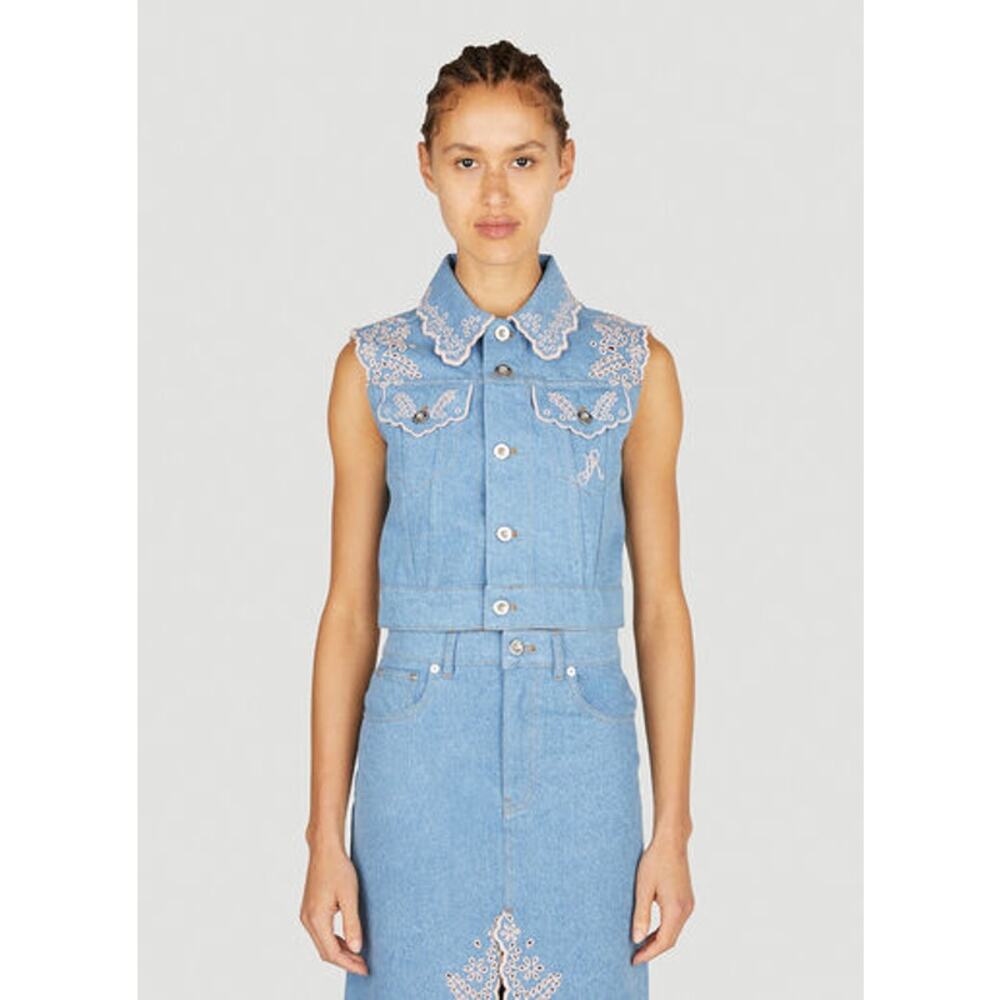PACO RABANNE Embroidered Denim Set of Skirt and Jacket in Blue size 38 - Picture 11 of 16